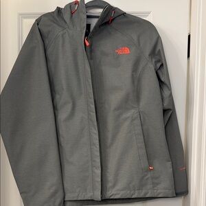 The North Face Gray Jacket with Neon Orange Accents